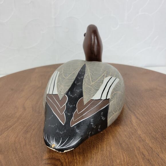 Vintage Wildflower Decoys Canvasback Drake Duck Sculpture Wood Carved Handmade - Picture 5 of 13